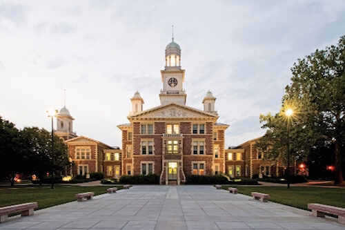 Students on the campus of the University of South Dakota.